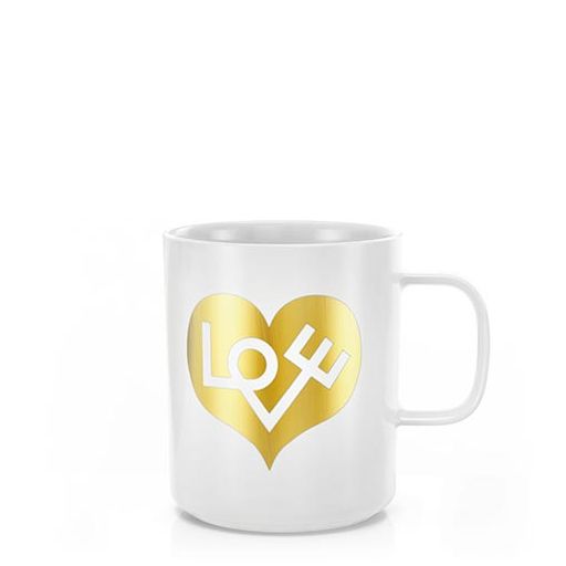 Coffee Mug, love heart gold