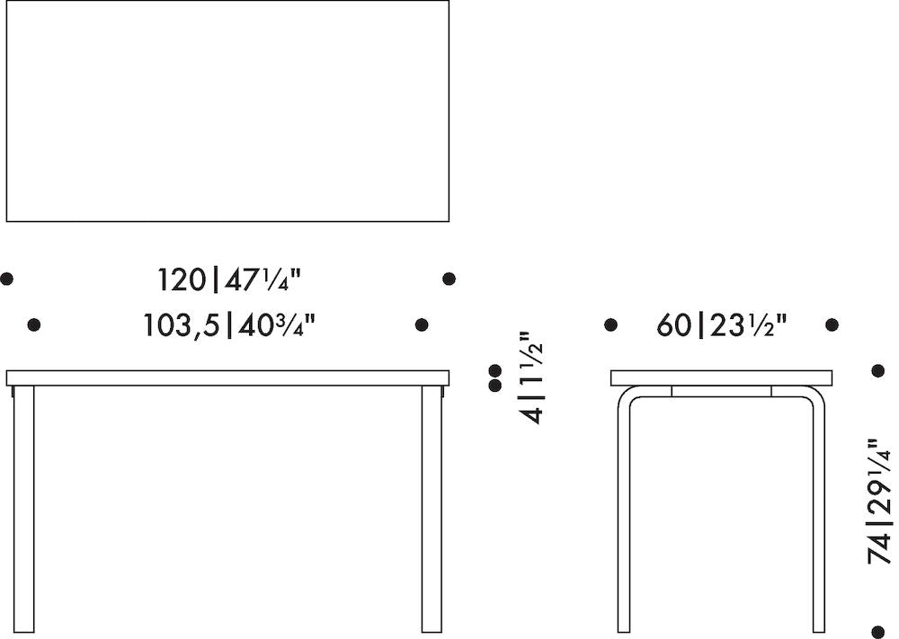 Aalto Table Rectangular 80A